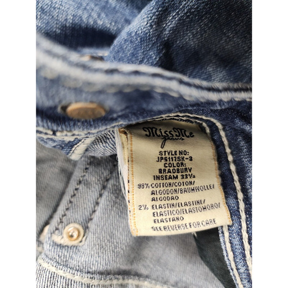 Miss Me Jeans Women’s 27 JP5117SK3 SKINNY CROSS Pocket Rhinestone Inseam 33.5" - Picture 6 of 7